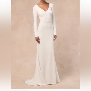 NWT Lulus Feeling of Forever White Mermaid Long Sleeve Mermaid Dress